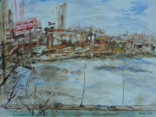 Across the River – Watercolor, 22×30