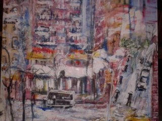 Evening Snow Scene – Acrylic, 22×36