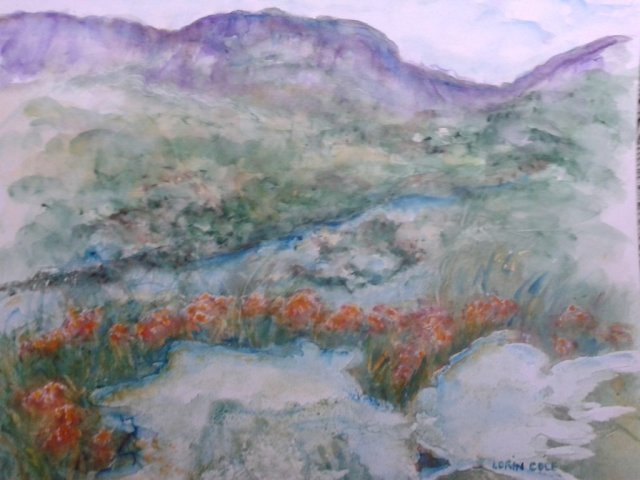 Ireland Countryside with Lakes – Watercolor on a Board, 16×20