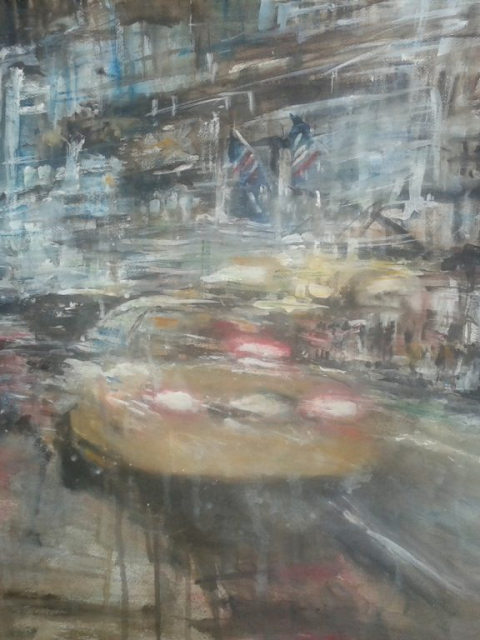 Rainy Night in Manhattan – Watercolor, 22×30 (2)