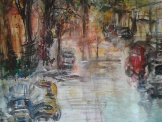 Thanksgiving Day in Tudor City – Watercolor, 11×15