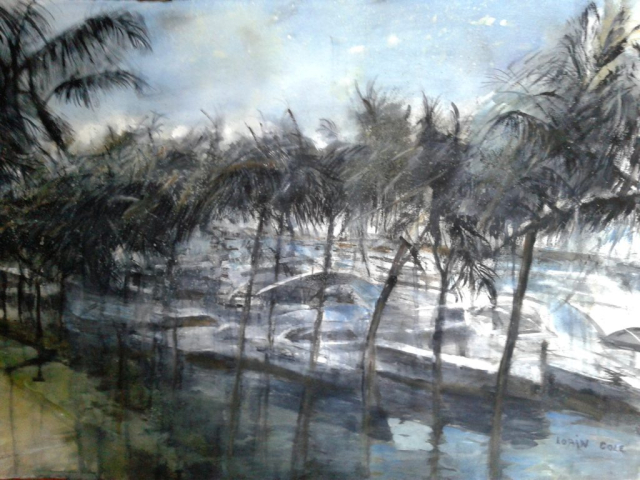 Windy Day at SB Marina – Watercolor, 22×30